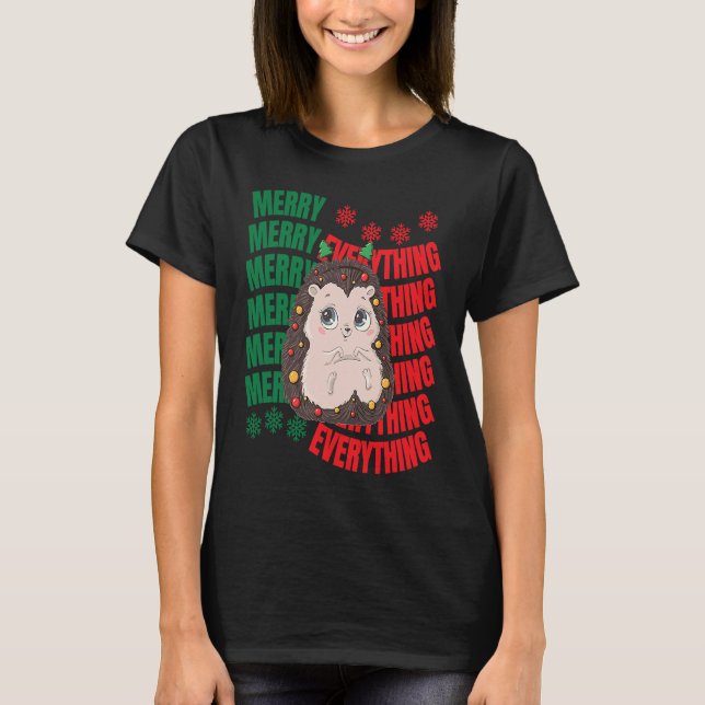 Cute Christmas hedgehog T Shirt (Framsida)