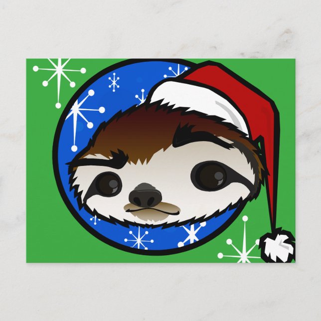 CUTE CHRISTMAS HELGDAG SLOTH POSTCARD HELG VYKORT (Framsida)