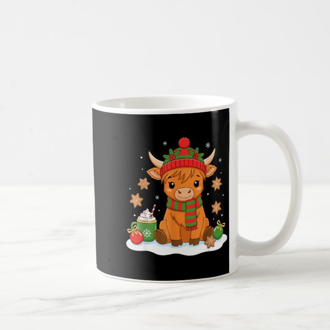 Cute Christmas Highland Cow Lover Xmas Women Farm  Kaffemugg (Höger)