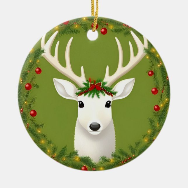 Cute christmas hjort julgransprydnad keramik (Framsidan)