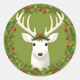 Cute christmas hjort runt klistermärke