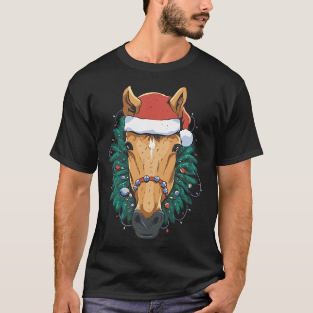 Cute Christmas Horse T Shirt (Framsida)