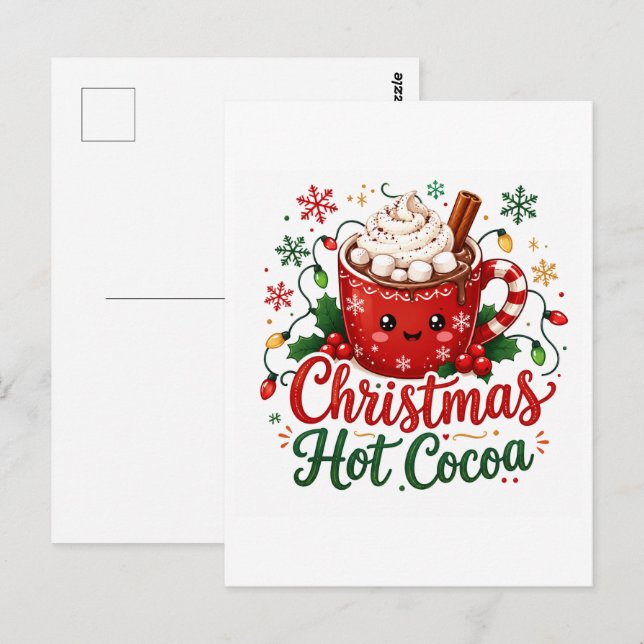 Cute Christmas Hot Cocoa Mug Vykort (Fram/baksida)