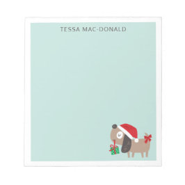 Cute christmas-hund på mynta anteckningsblock