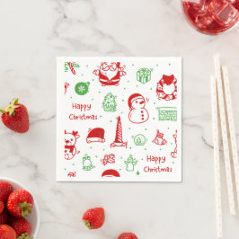Cute Christmas Icons Pattern Paper Napkin Pappersservett