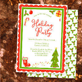 Cute Christmas Icons Scallop CUSTOM Holiday Party Inbjudningar