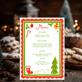 Cute Christmas Icons Scallop CUSTOM Holiday Party Meny