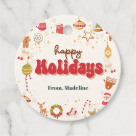 Cute christmas-julfestens inbjudan gåvor etiketter