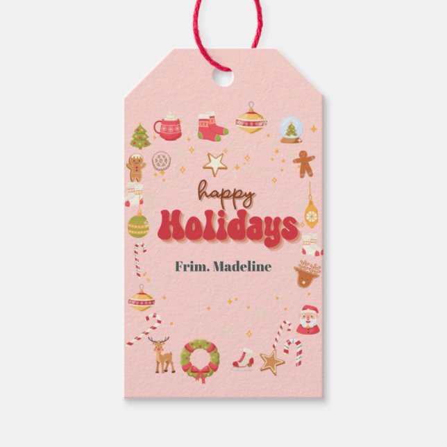 Cute christmas-julfestens inbjudan presentetikett (Framsidan)