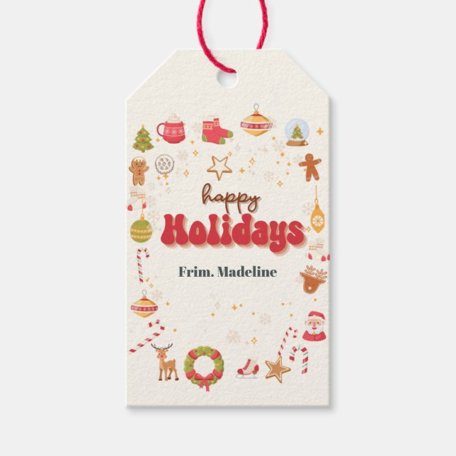 Cute christmas-julfestens inbjudan presentetikett (Framsidan)