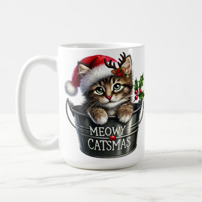 CUTE CHRISTMAS KITTEN I HELGDAG TIN KOPP (Vänster)