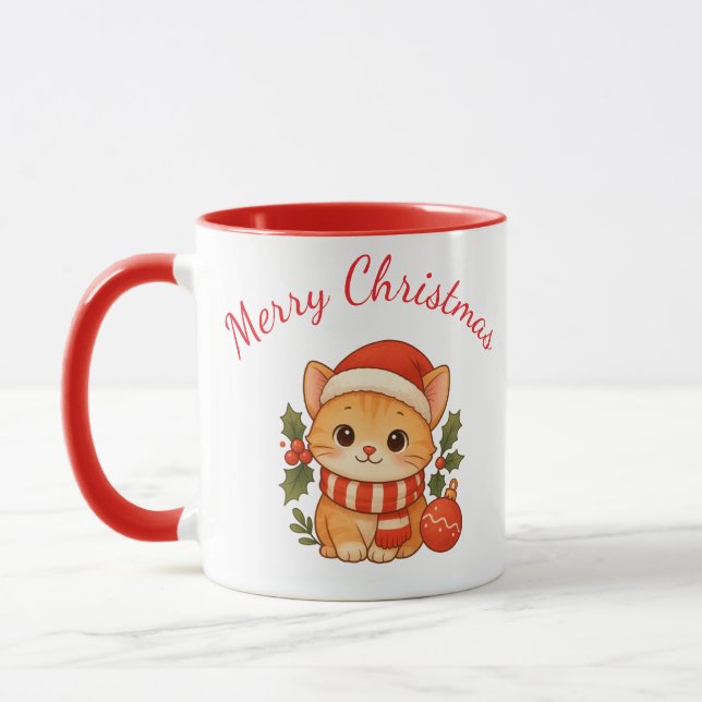 Cute Christmas Kitten Mug  Mugg (Vänster)