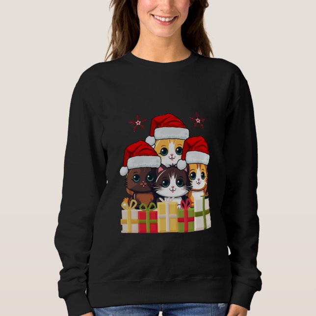 Cute Christmas Kittens squad -Christmas Santa Cats T Shirt (Framsida)
