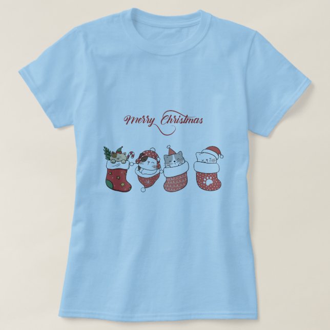 Cute Christmas Kitties T Shirt (Design framsida)