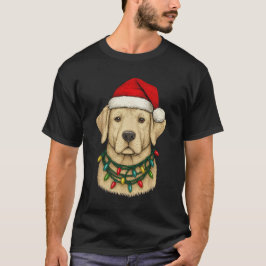 Cute Christmas Labrador with Santa Hat and Holiday T Shirt