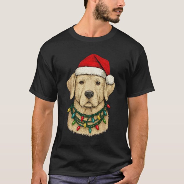 Cute Christmas Labrador with Santa Hat and Holiday T Shirt (Framsida)