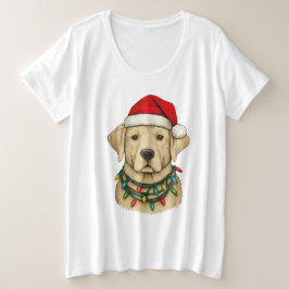 Cute Christmas Labrador with Santa Hat and Holiday T Shirt
