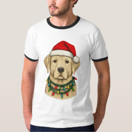 Cute Christmas Labrador with Santa Hat and Holiday T Shirt