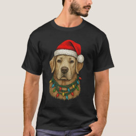 Cute Christmas Labrador with Santa Hat and Holiday T Shirt