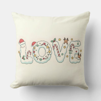 Cute Christmas Love Festive Throw Pillow Kudde