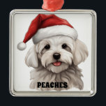 CUTE CHRISTMAS MALTESE HUND MED SANTA HAT JULGRANSPRYDNAD METALL<br><div class="desc">CUTE CHRISTMAS MALTESE HUND MED SANTA HAT</div>