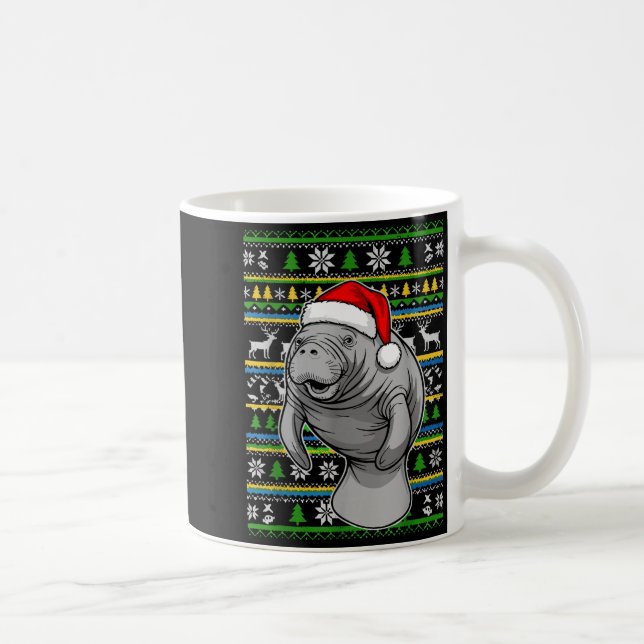 Cute Christmas Manatee Shirt, Manatee Ugly Xmas Sw Kaffemugg (Höger)