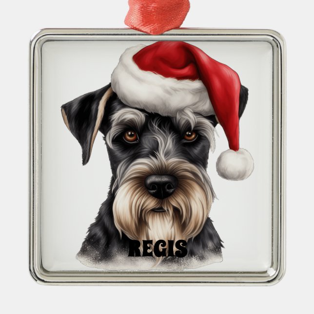 CUTE CHRISTMAS MINIATURE SCHNAUZER HUND JULGRANSPRYDNAD METALL (Framsidan)