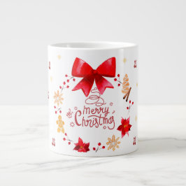 “Cute Christmas Mug with Red Bow Wreath" Jumbo Mugg