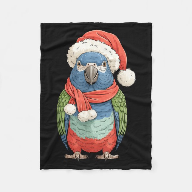 Cute Christmas Onus Parrot Santa Bird Lovers  Fleecefilt (Framsidan)
