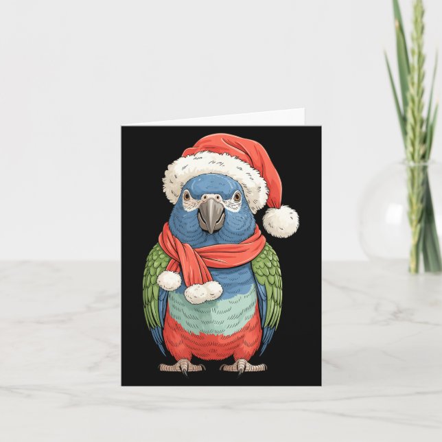 Cute Christmas Onus Parrot Santa Bird Lovers  Kort (Framsida)