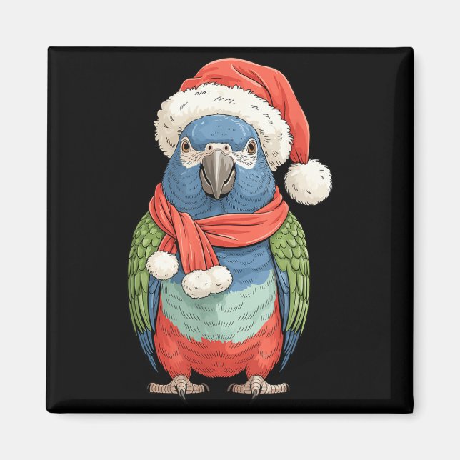 Cute Christmas Onus Parrot Santa Bird Lovers  Magnet (Framsidan)