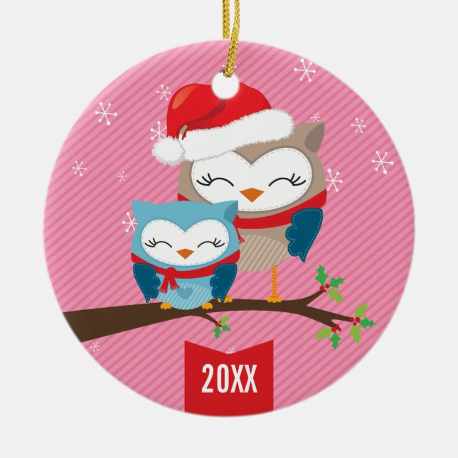 CUTE CHRISTMAS ORNAMENT : Festive uggla PARING (Framsidan)