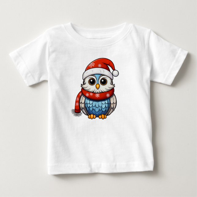 Cute Christmas Owl – Festive Kids T-Shirt Design (Framsida)