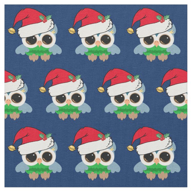 Cute Christmas Owl Tyg (Närbild)
