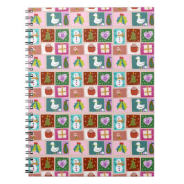 Cute Christmas Patchwork Pattern Anteckningsbok
