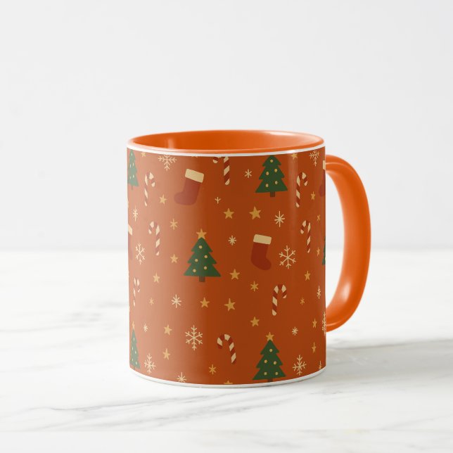 Cute Christmas Pattern – Candy Canes, Trees  Mugg (Framsida höger)