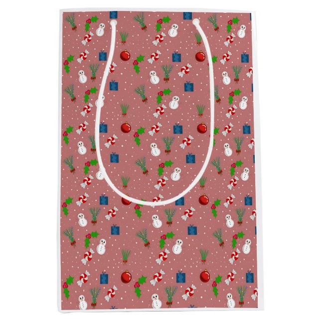 Cute Christmas Pattern Gift Bag | Snowmen (Framsidan)