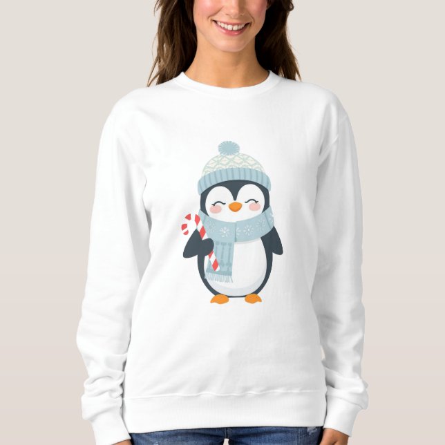 Cute Christmas Penguin Illustration  T Shirt (Framsida)
