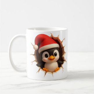 Cute Christmas Penguin Mug - Custom Name Santa Hat Kaffemugg