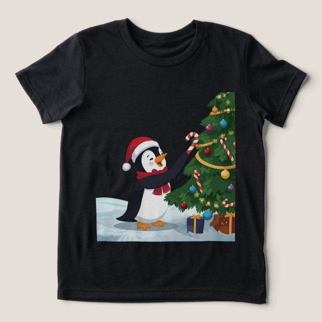 Cute Christmas Penguin T-Shirt (Design Framsida)