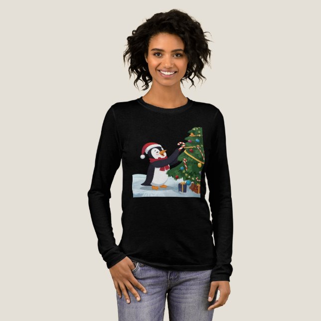 Cute Christmas Penguin T-Shirt (Hel framsida)