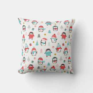 Cute christmas penguins på vita kudde