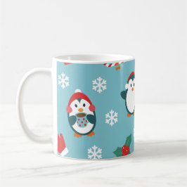 Cute Christmas Penguins Pattern Kaffemugg