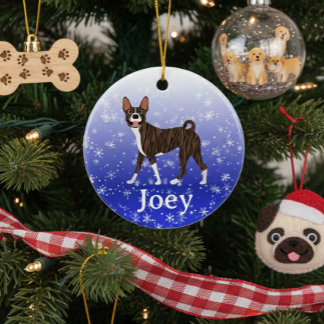 Cute Christmas Personalized  Basenji Brindle Julgransprydnad Keramik