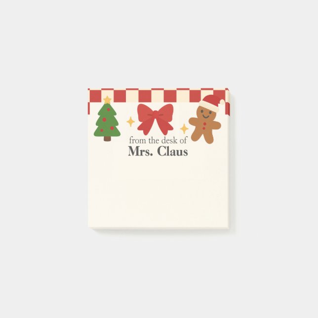 Cute Christmas Personalized Sticky Notes Post-it Block (Framsida)