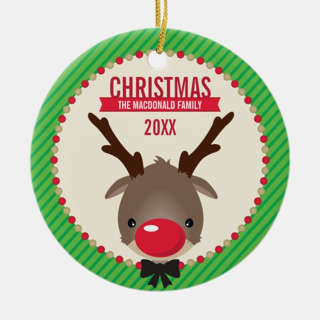 CUTE CHRISTMAS PHOTO ORNAMENT: Rudolf Julgransprydnad Keramik (Framsidan)