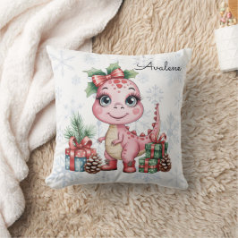 Cute Christmas Pink Dinosaur Baby Shower Gift Kudde