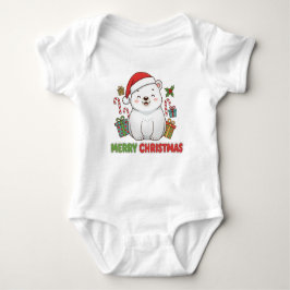 Cute Christmas Polar Bear Illustration T Shirt