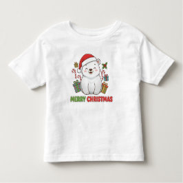 Cute Christmas Polar Bear Illustration T Shirt