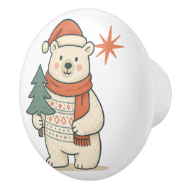 Cute Christmas Polar Bear Scandinavian Winter  Knopp